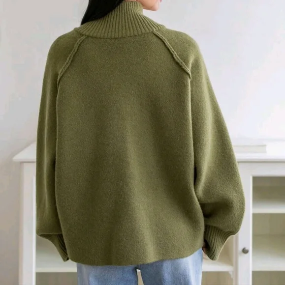 Zippered Standing Collar Cardigan - Picture 5 of 5